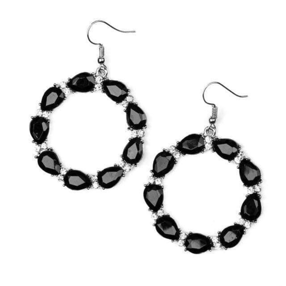 Black Earrings and Black Bracelet